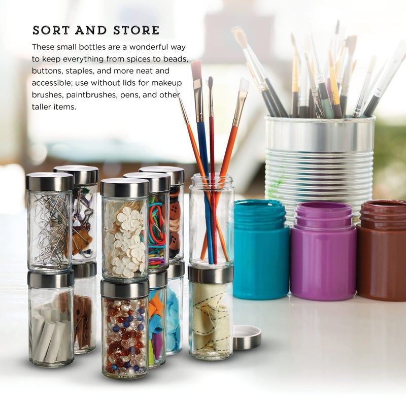 Kamenstein Clear Reusable 3 Oz Jars With Stainless Steel Shaker Lids, And Twist-On Caps For Airtight Seals 12 Pk - Image 5